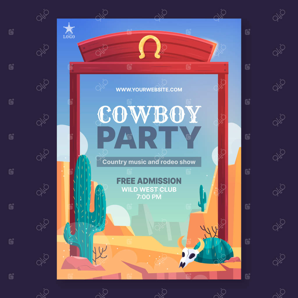 پوستر مهمانی کابوی با طراحی دستی