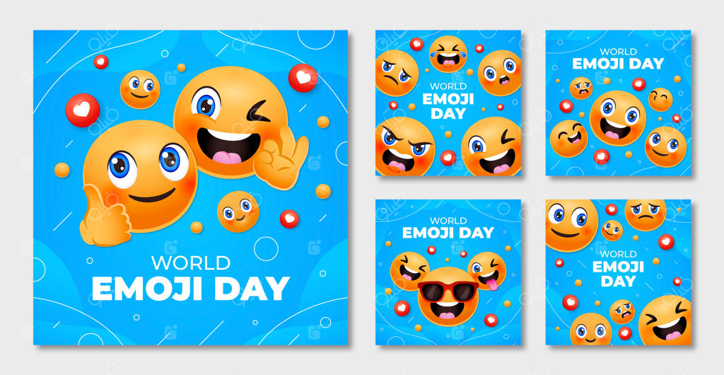 مجموعه پست‌های اینستاگرام روز جهانی ایموجی با طراحی گرادیان