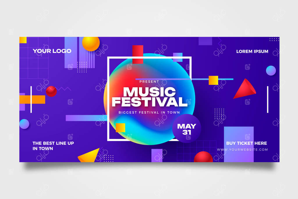 قالب بنر افقی با طراحی واقع‌گرایانه