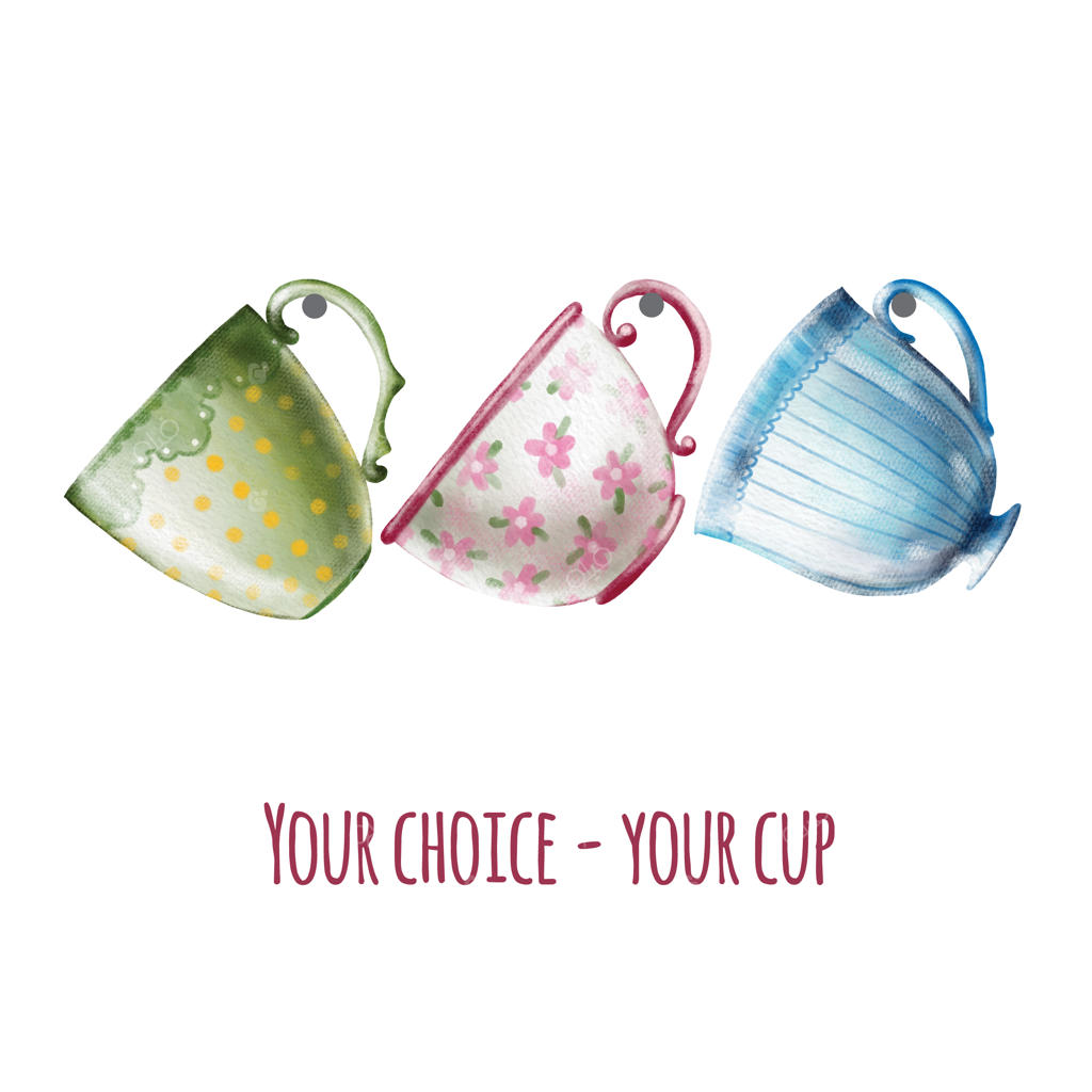 ست مجموعه آبرنگ دستی از فنجان‌های چای قدیمی و زیبا