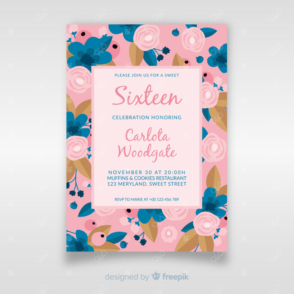 دعوت‌نامه جشن تولد شانزده سالگی شیرین