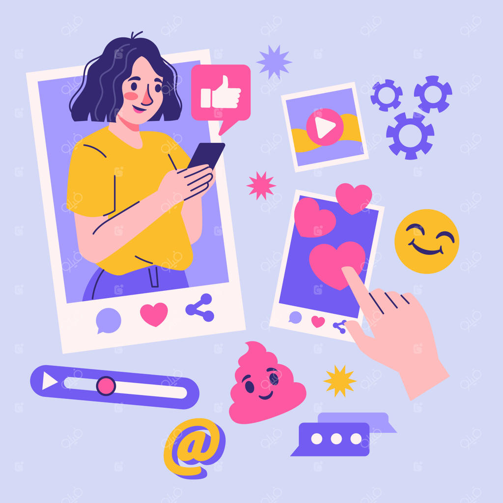 مجموعه عناصر طراحی شبکه‌های اجتماعی با تصاویر مینیمال افراد