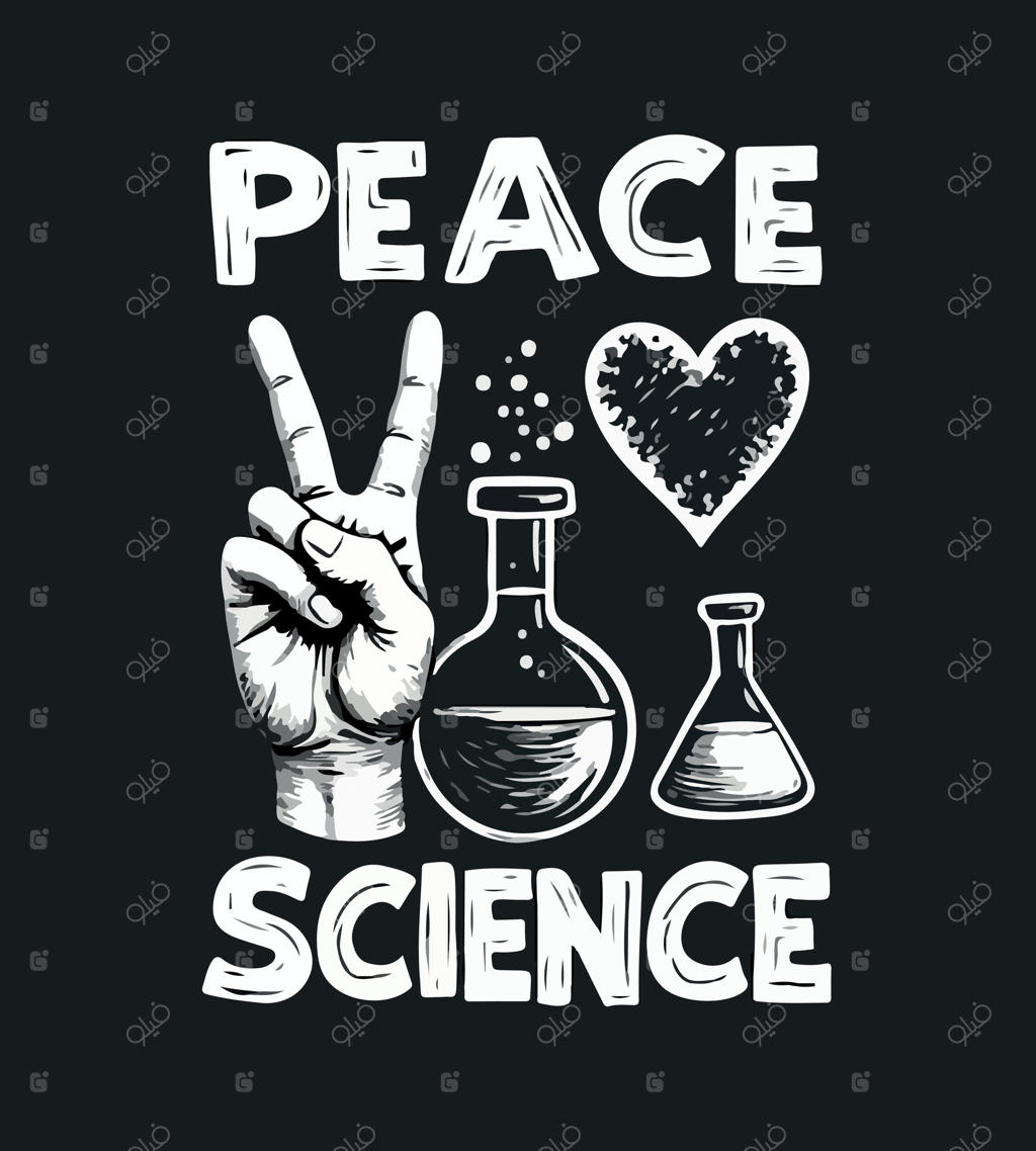 طرح تی‌شرت سیاه و سفید با نماد صلح و علامت دست به نشانه صلح