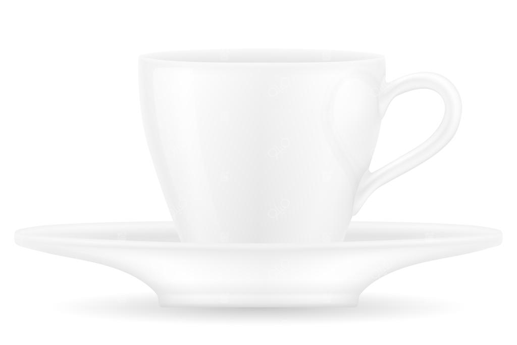 فنجان قهوه و چای روی زمینه سفید