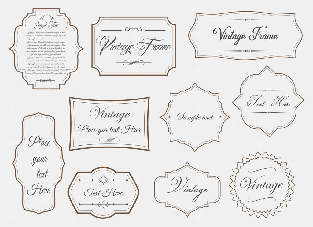 مجموعه قاب‌های خطی ساده و دوخطی وکتور با قابلیت ویرایش آسان و تنظیم ضخامت خط؛ قالب‌های عمودی خام برای تزئین متن و قاب‌های تبریک یا عروسی