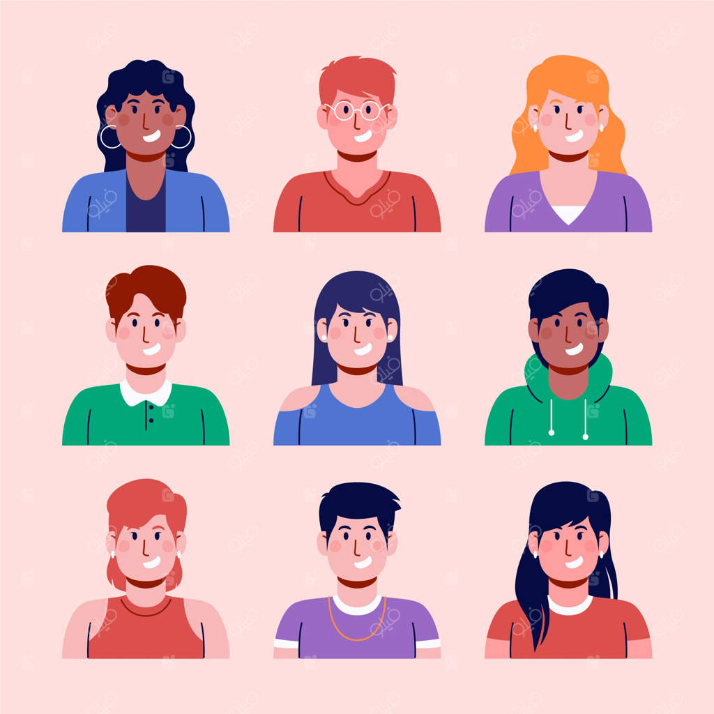 مجموعه آیکون‌های دستی پروفایل برای مردان و زنان