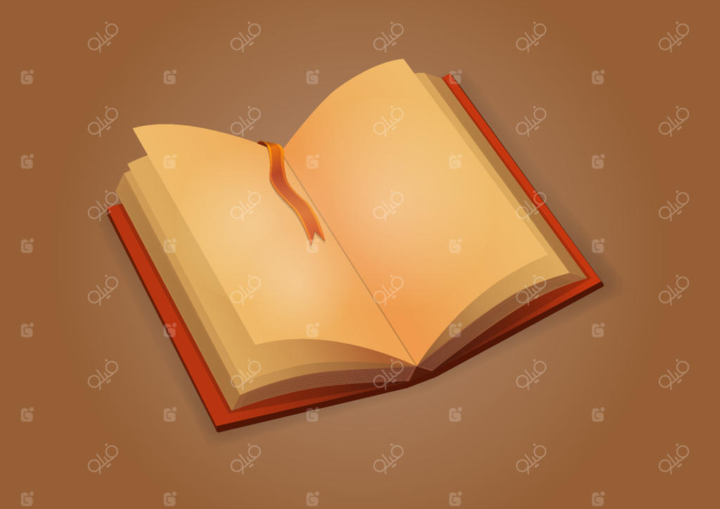 کتاب جلد سخت باز با صفحات سفید و مسیر برش.