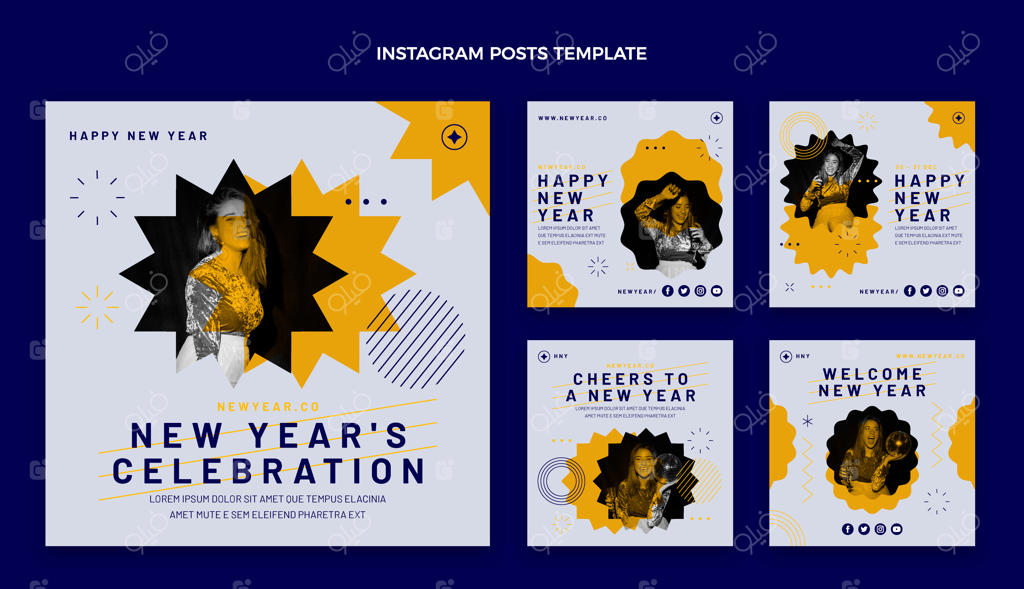 مجموعه پست‌های اینستاگرام برای سال نو با طراحی ساده