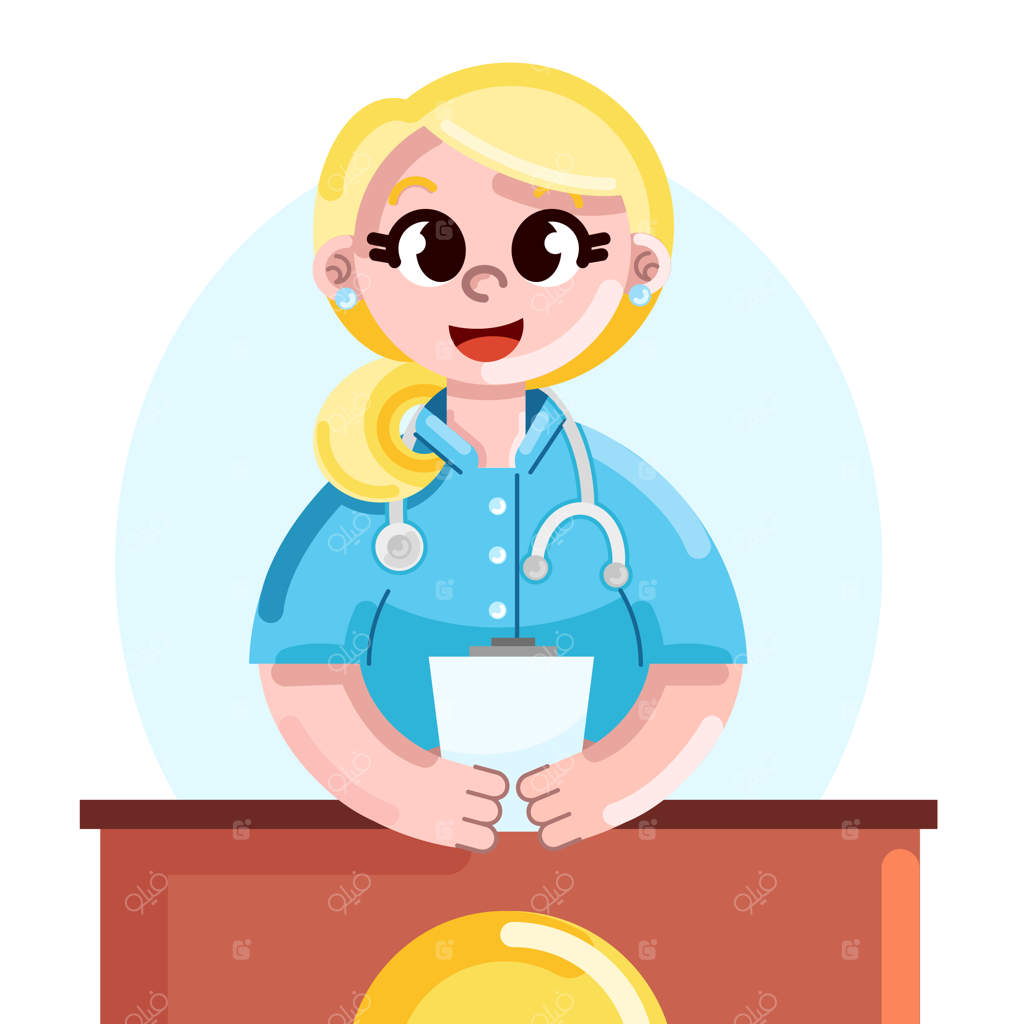 پرستار بلوند خوشحال با لبخند در وکتورهای مسطح