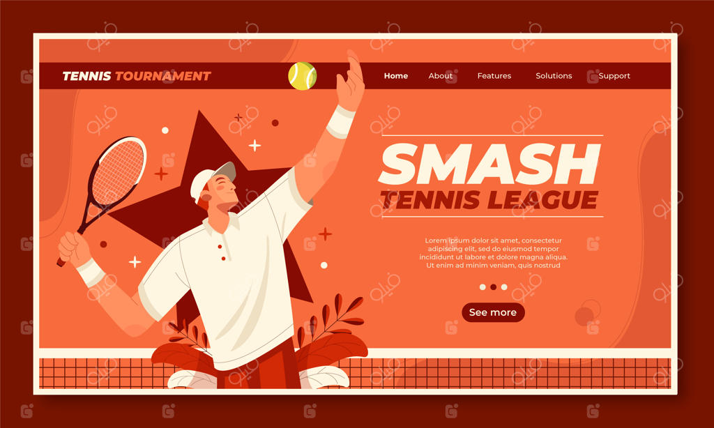 صفحه فرود بازی تنیس دست‌ساز و ساده