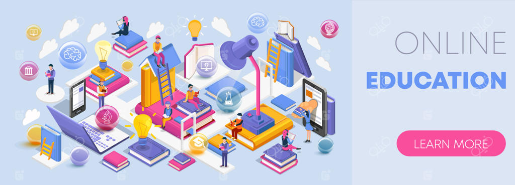 طراحی ایزومتریک تخت برای آموزش آنلاین. گرافیک های وکتوری مدرن برای پلتفرم‌های یادگیری الکترونیکی، وبسایت‌ها و اپلیکیشن‌ها. مفهوم مطالعه کتاب‌ها.