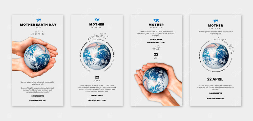 مجموعه استوری‌های اینستاگرام روز زمین با طراحی واقعی