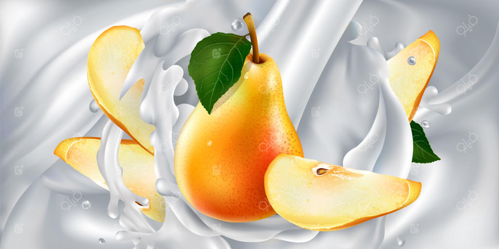 گلابی‌ها در جریان شیر یا ماست.