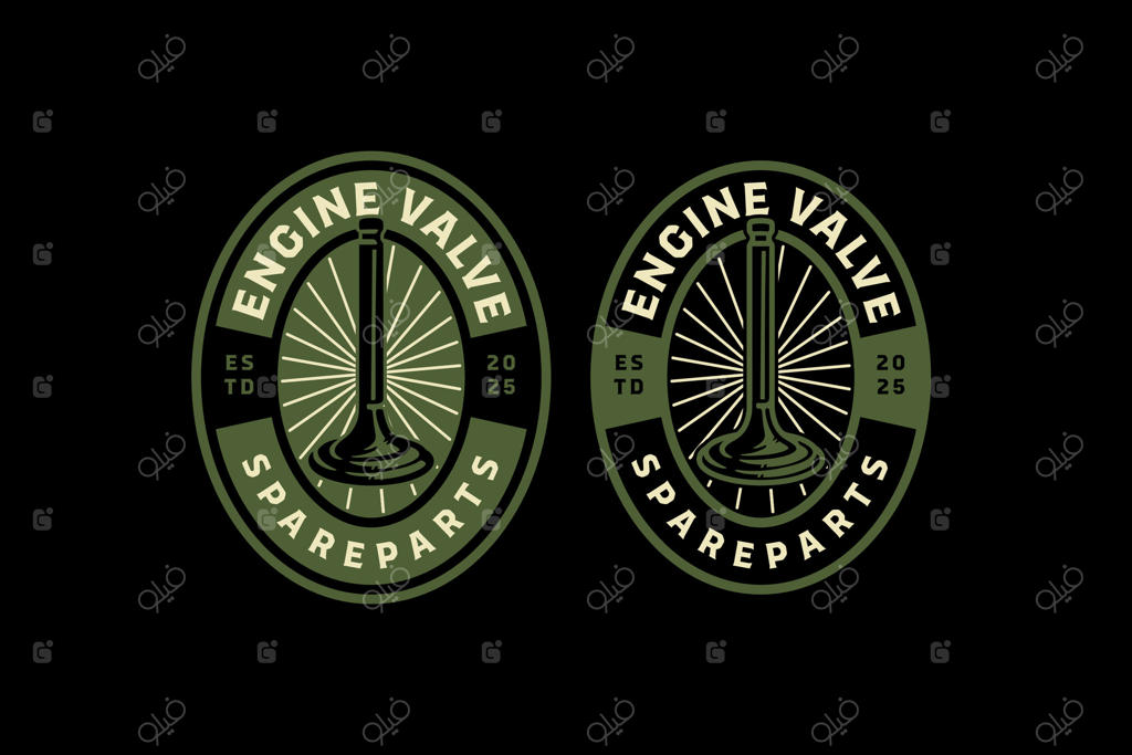 مجموعه لوگو و نشان کلاسیک قطعات یدکی سوپاپ خودرو. بسته نشان واره قدیمی سوپاپ موتور خودرو برای گاراژ. برچسب قطعات سوپاپ موتور برای مکانیک.  تصویرسازی