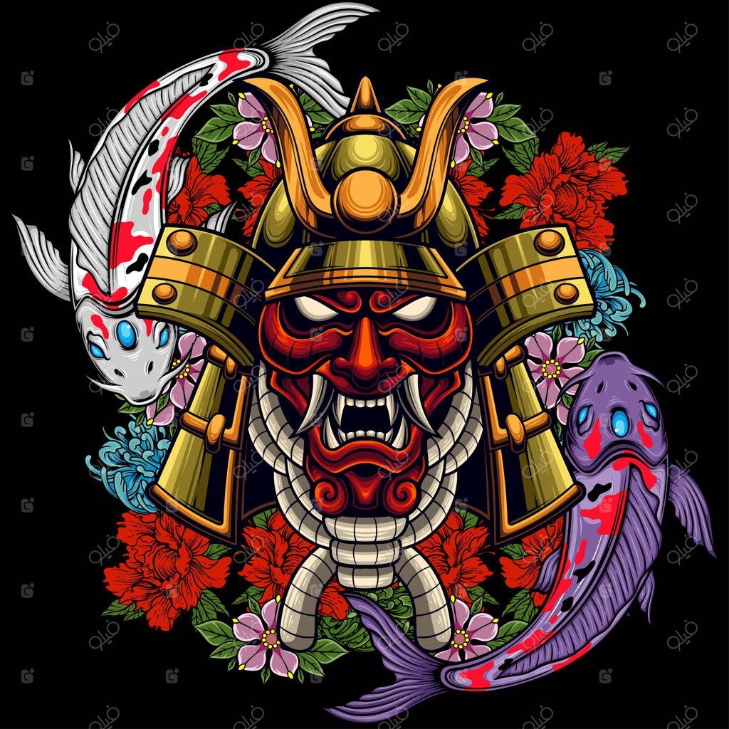 تصویر برداری از سامورایی رونین ژاپنی