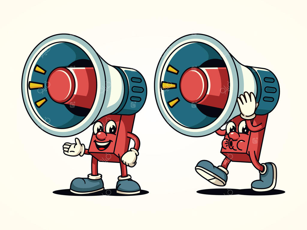 شخصیت کارتونی بلندگو، مناسب برای تجارت، بازاریابی، تبلیغات و عناصر طراحی