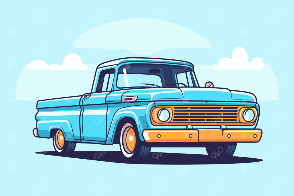 تصویرسازی وکتور وانت قدیمی - وسیله نقلیه کلاسیک وینتیج