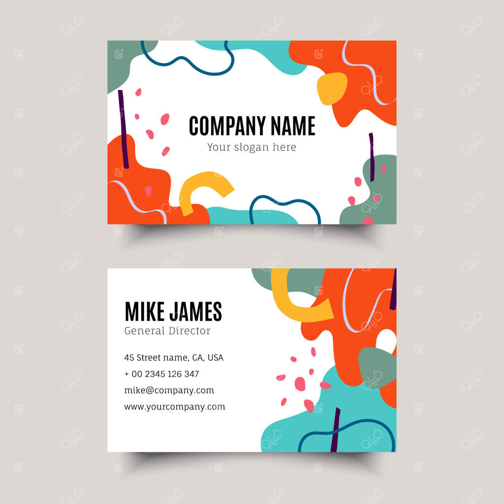 کارت ویزیت انتزاعی با طراحی دست ساز و مدرن