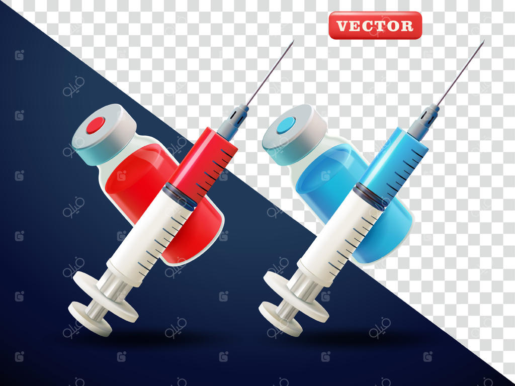 سرنگ و ویال واکسن به صورت سه‌بعدی: مناسب برای بهداشت، تجارت و طراحی