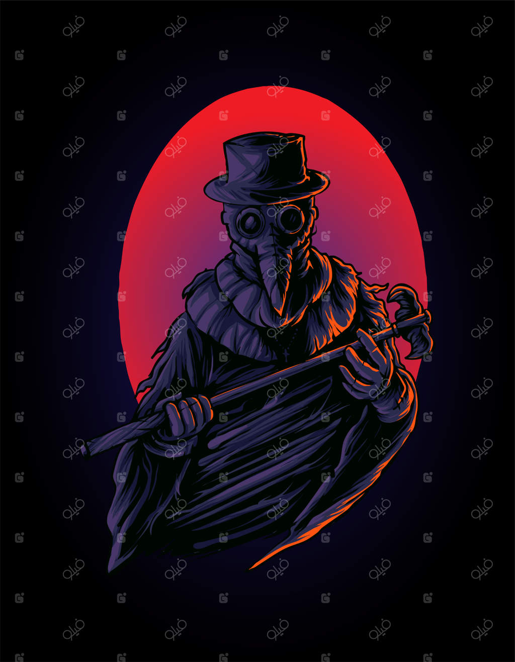 تصویر بردار دکتر طاعون، مناسب برای طراحی تیشرت