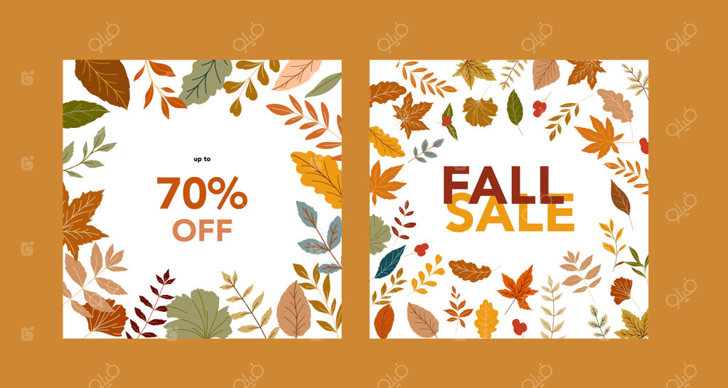 طراحی بنر فروش پاییزی. تصویرسازی برگ‌های پاییزی. طراحی حاشیه پاییزی. گرافیک پاییز برای کارت‌های تبریک، قالب‌ها و طراحی روز شکرگزاری. تصویرسازی تخت برگ‌ها. قالب پوستر پاییزی.