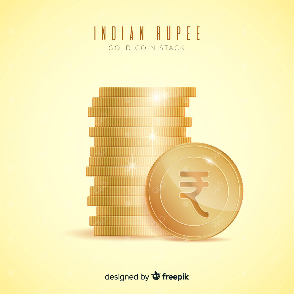 پشته سکه‌ طلا به شکل روپیه هندی واقعی