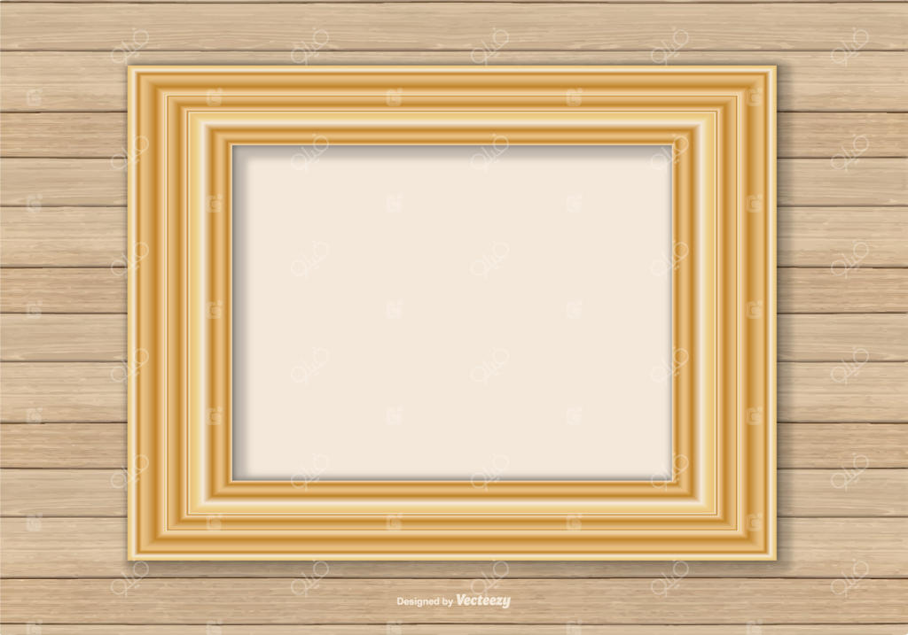 قاب طلایی بر روی دیوار چوبی