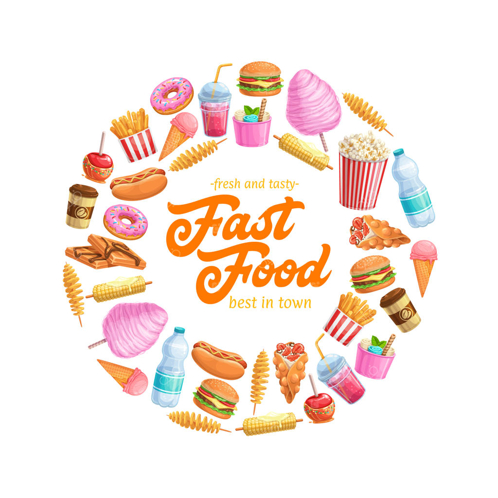 بنرهای گرد غذاهای خیابانی.