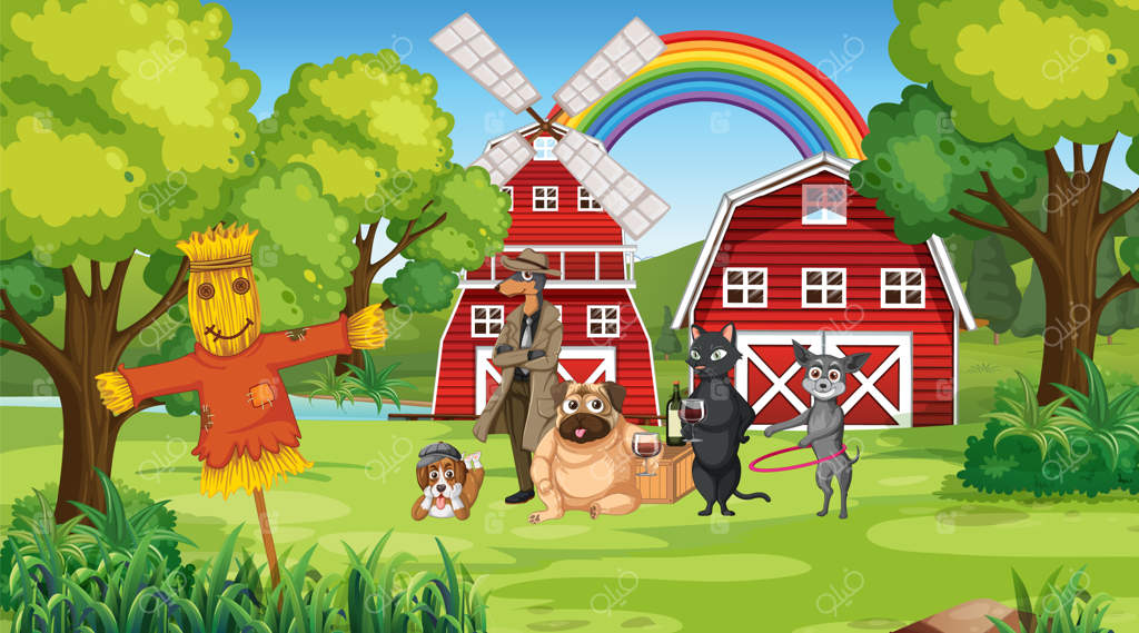 مجموعه‌ای از حیوانات اهلی مختلف در مزرعه