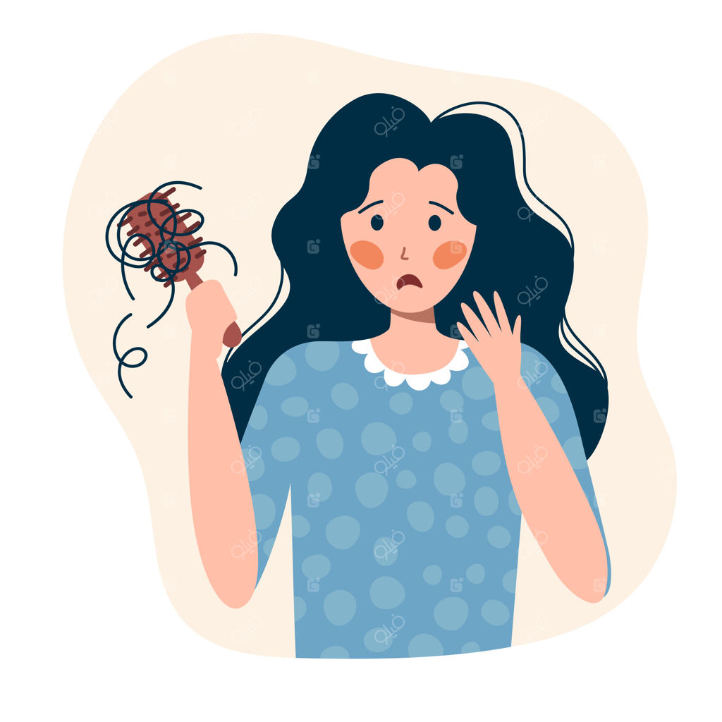 تصویرسازی وکتور طرح دستی از ریزش موی دختر