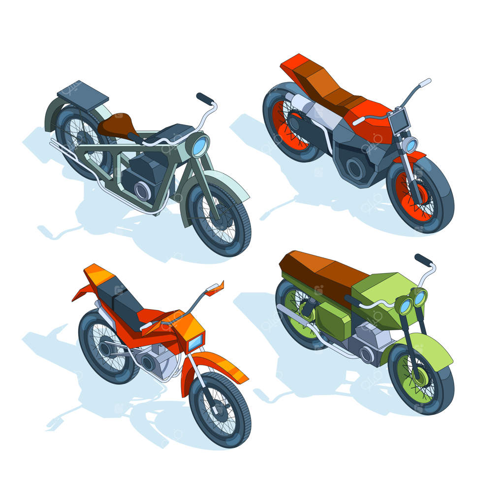 موتور سیکلت‌های اسپرت ایزومتریک: تصاویر ایزومتریک از انواع موتورسیکلت‌ها