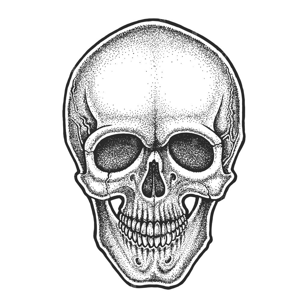تصویر جمجمه به سبک نقطه‌کاری