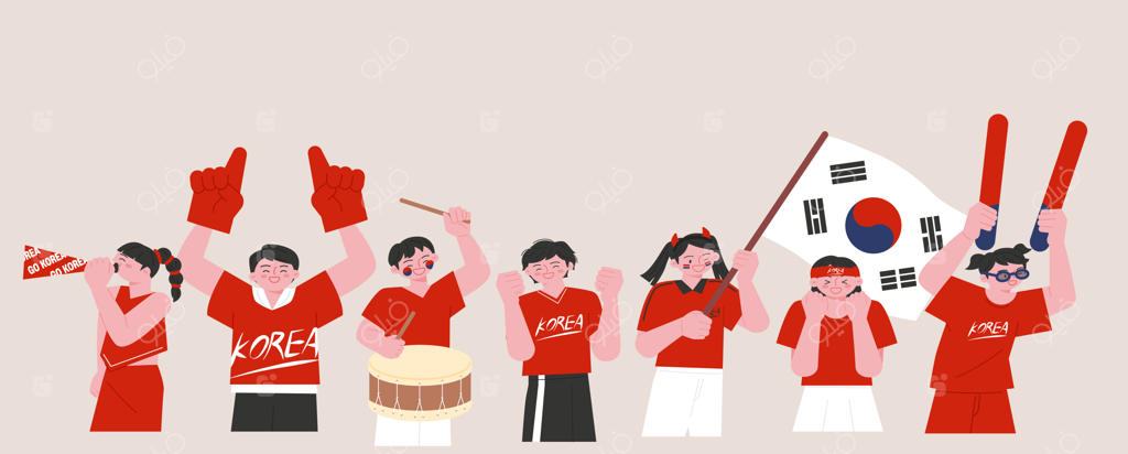 تشویق‌کنندگان فوتبال کره‌ای: هواداران "شیاطین سرخ" با ابزارهای مختلف تشویق می‌کنند