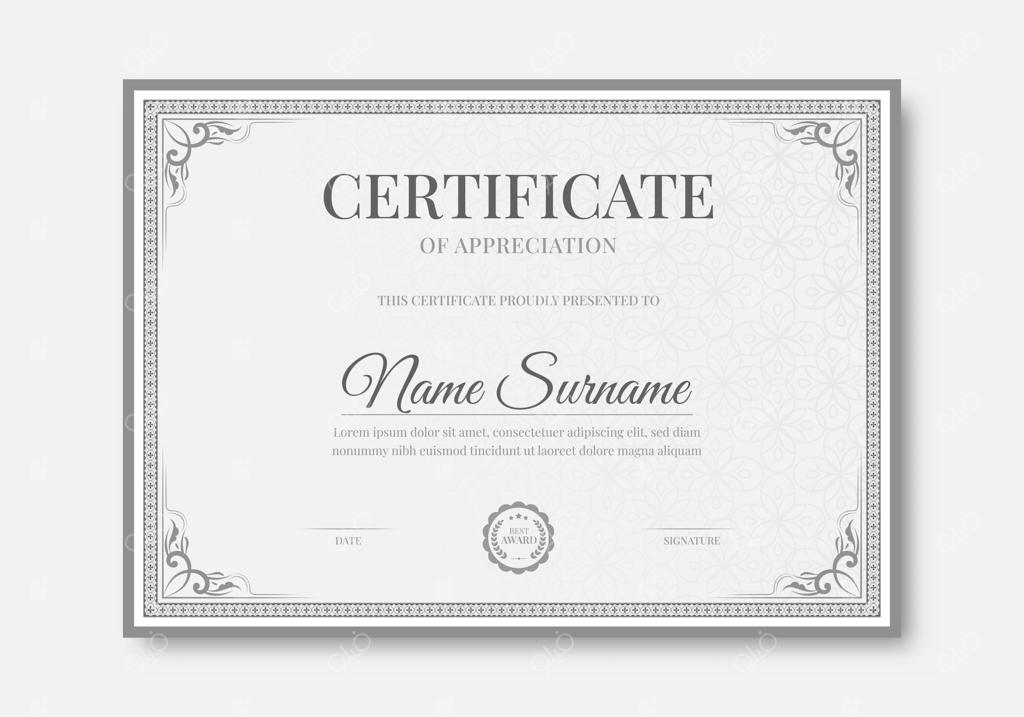 قالب گواهی‌نامه لوکس با طرح قاب کلاسیک