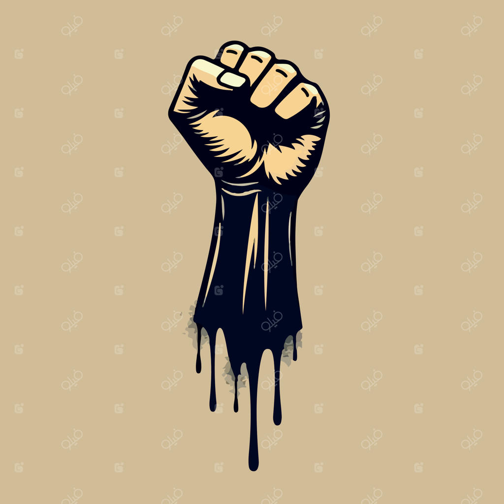 طرح نقاشی مشت با نوشته کلمه Fist روی آن