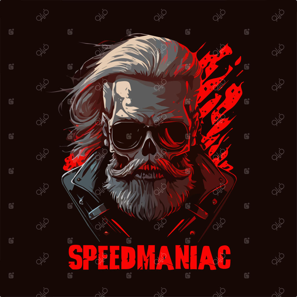 تصویرسازی وکتور تی‌شرت اسکلت‌سوار