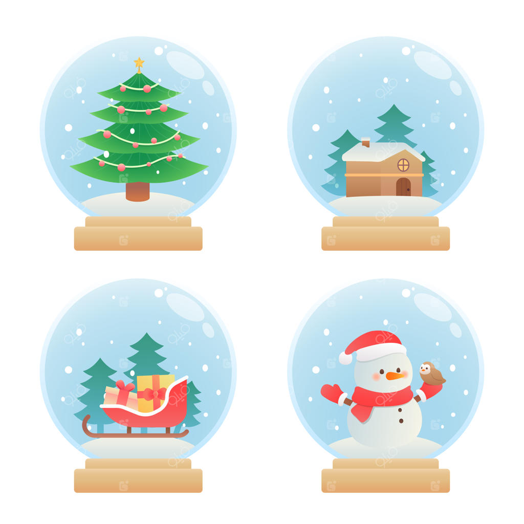 مجموعه گوی‌های برفی کریسمس