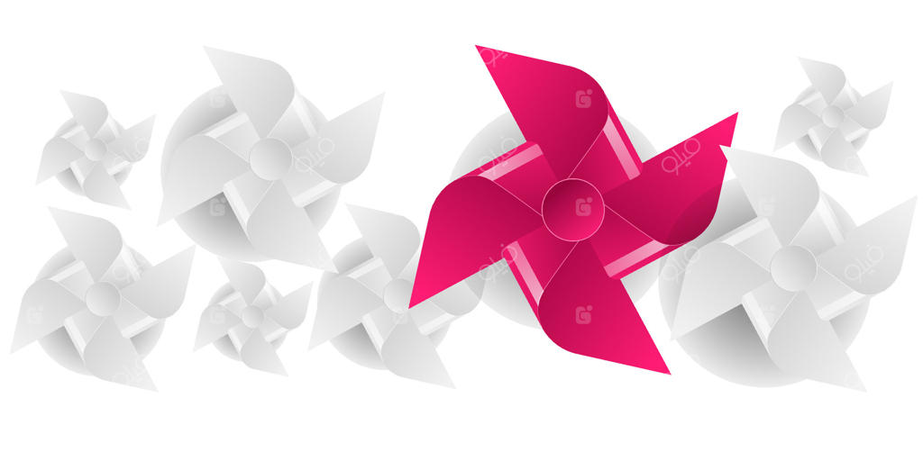 تصویر اسباب‌بازی بادنما: آسیاب بادی کاغذی رنگین‌کمانی برای کودکی، نماد بازی و نسیم تابستان، طراحی گل و پنکه رنگارنگ