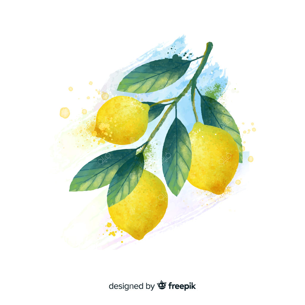 پس‌زمینه آبرنگی میوه‌ها با لیموها