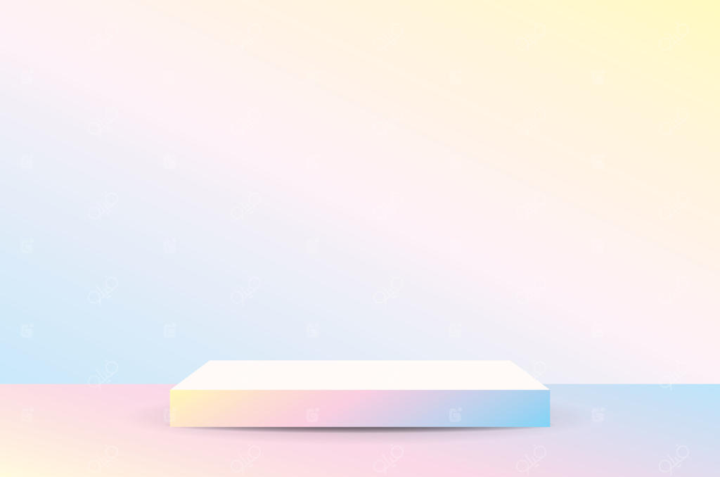 وکتور سه‌بعدی پودیوم و پس‌زمینه با گرادیانت پاستلی مدرن و جذاب برای نمایش محصول