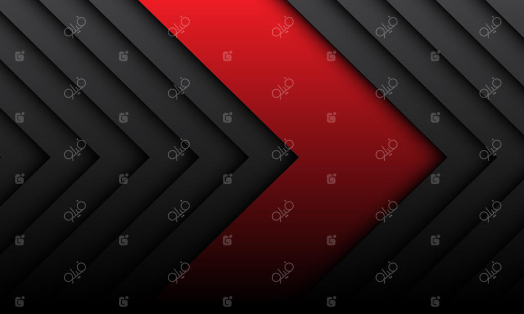 جهت پیکان قرمز انتزاعی بر روی پترن خاکستری تیره در طراحی سایه مدرن و آینده‌نگر.