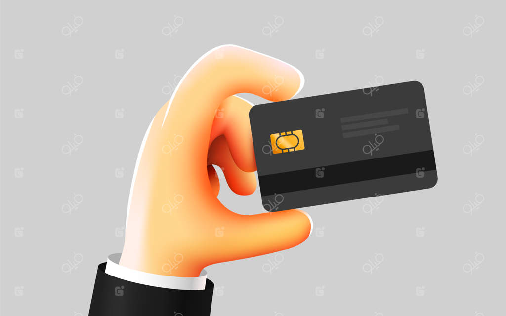 دست کارتونی سه‌بعدی نگهدارنده کارت بانکی