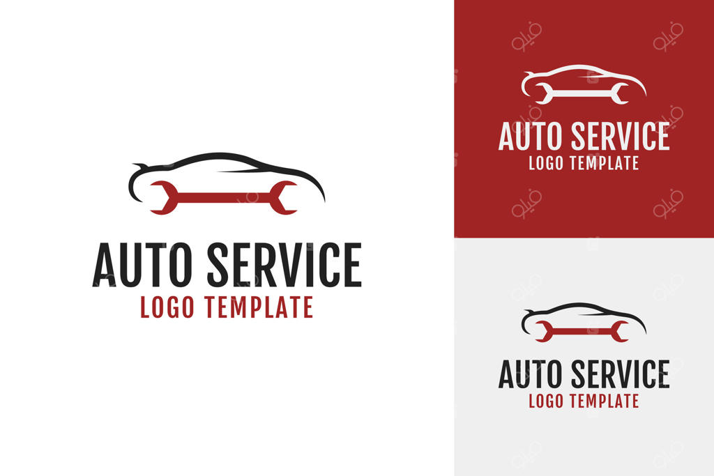 لوگوی خدمات خودرو با ترکیب تصویر ماشین و آچار