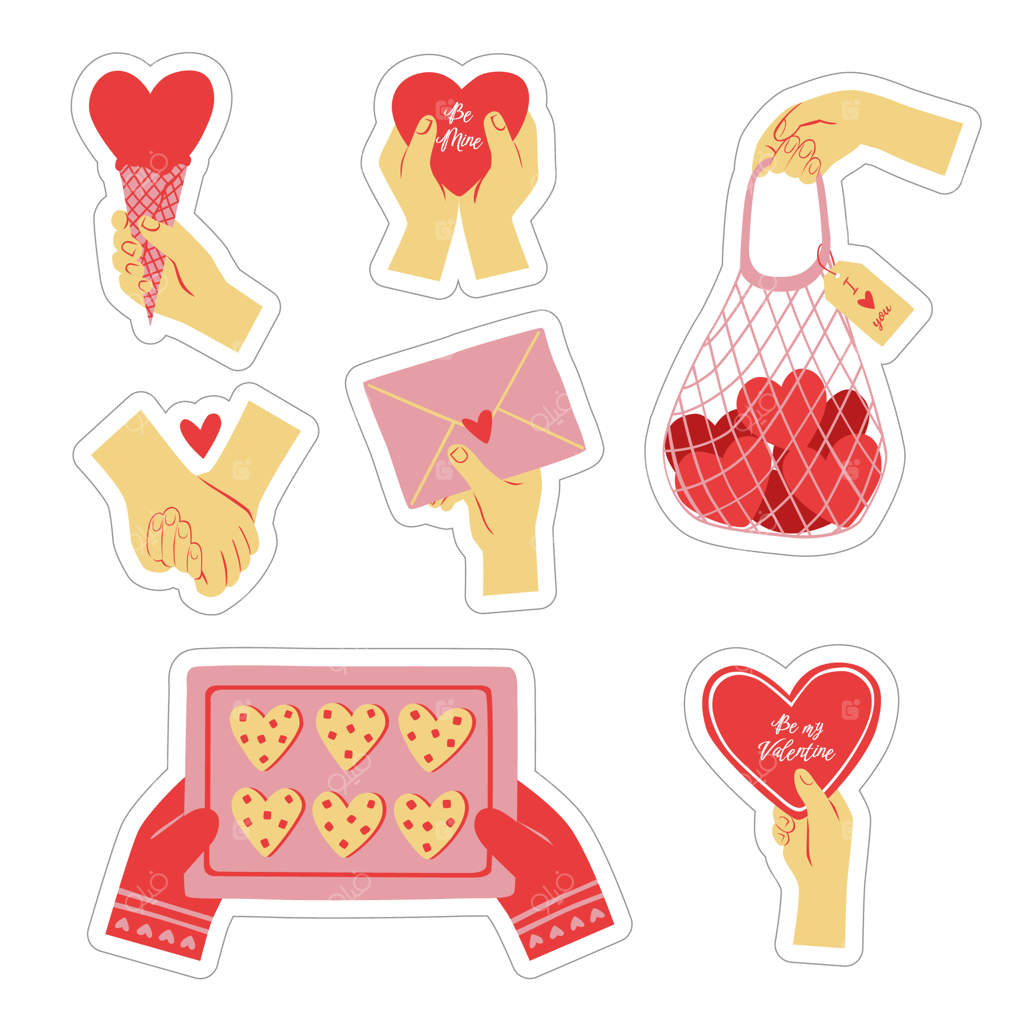 مجموعه برچسب‌های فلت روز ولنتاین