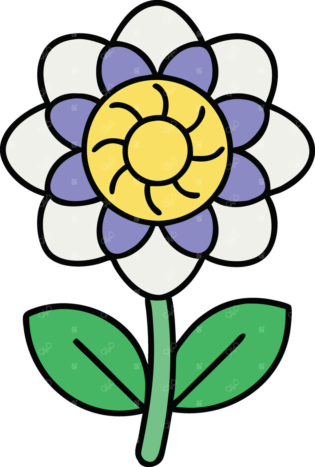 تصویر رنگارنگ گلبرگ‌ها، ساقه، برگ‌ها، شکوفه، باغ، طبیعت، بهار، سفید، بنفش، زرد