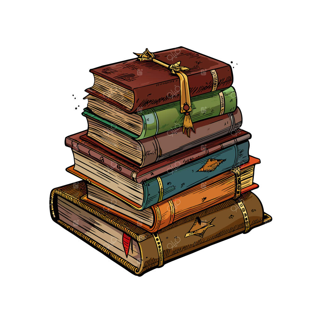 طرح مفهومی برداشتی از انبوهی کتاب‌ها به صورت وکتور