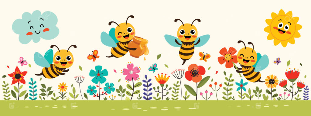 تصویرسازی کارتونی زنبورهای بامزه