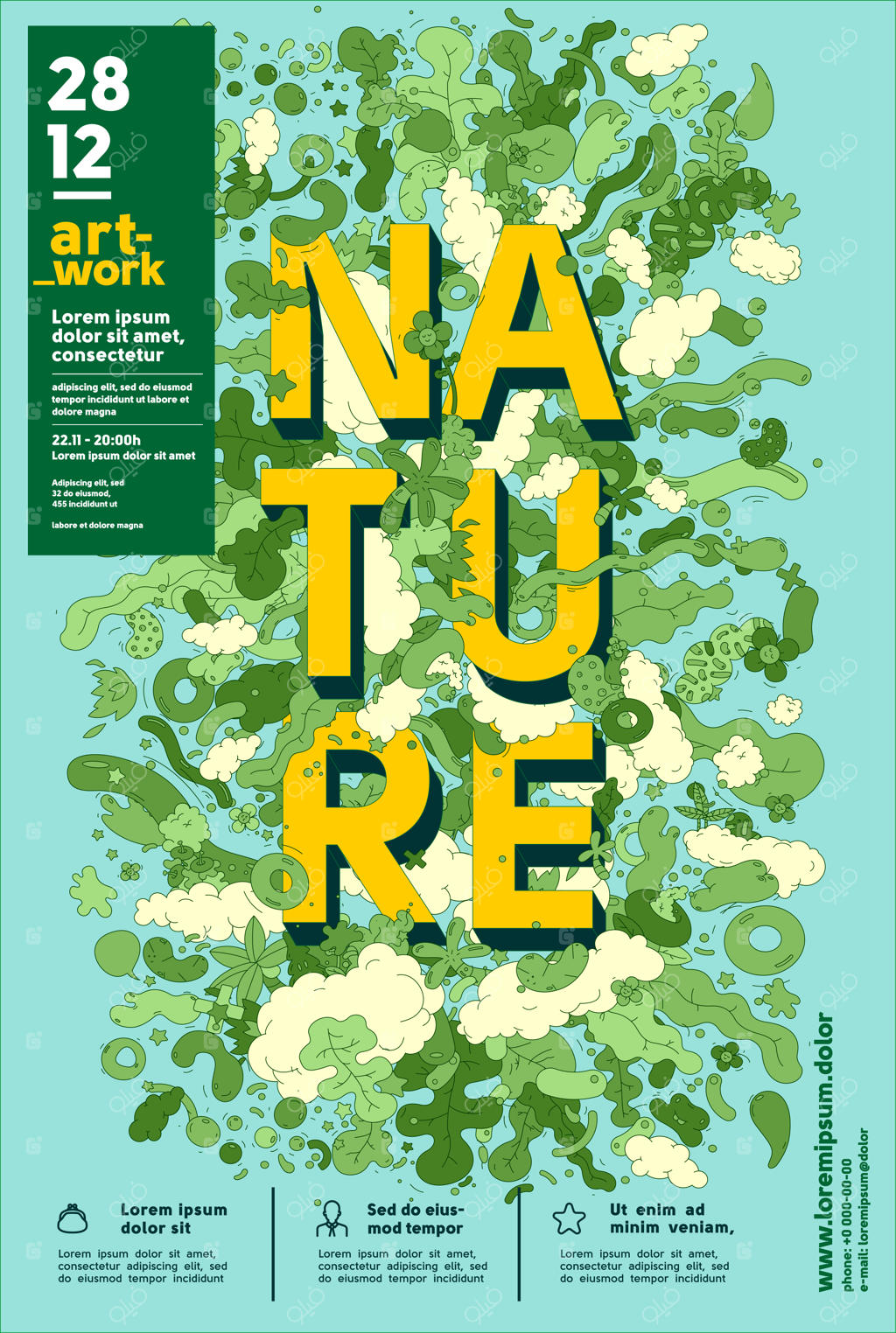 قالب کارت پستال مدرن طبیعت برای طراحی بروشور - پس‌زمینه خلاقانه وکتوری و تابستانی