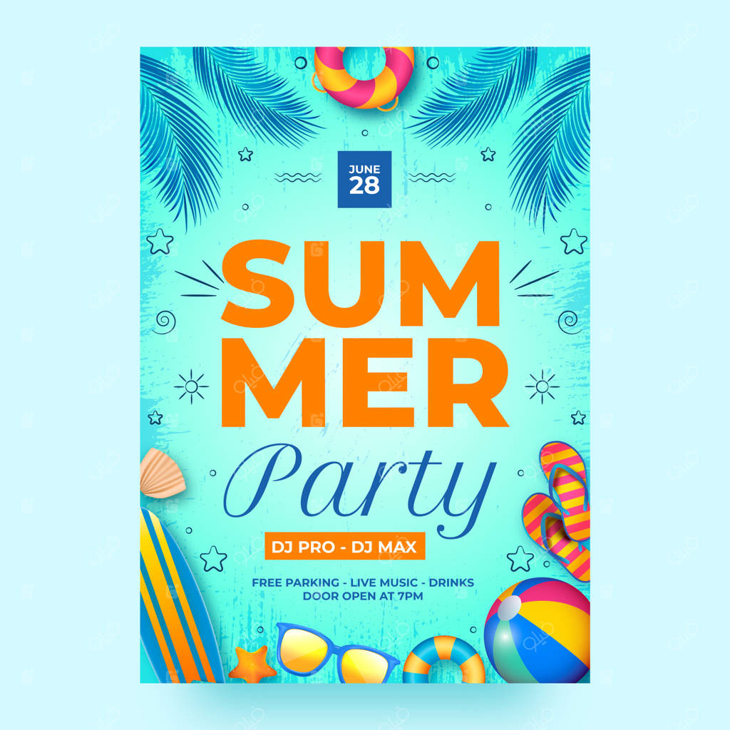 قالب پوستر واقعی جشن فصل تابستان