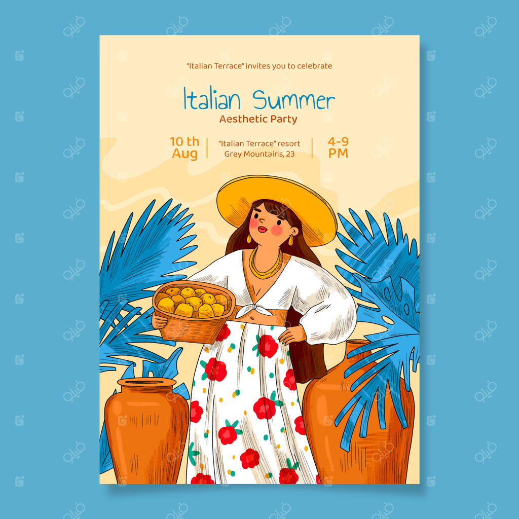 الگوی پوستر عمودی تابستان با طراحی دستکاری شده